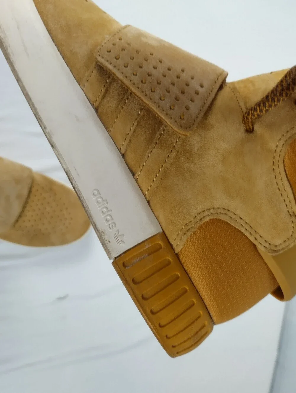 Adidas Tubular Invader Strap Men’s Size 7 Shoes Linen Khaki Rope Tie Swaude